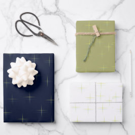 Dunkle Muster Navy Gold und Weiß Geschenkpapier Set