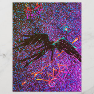 Dunkle Mysteriengeflügelte Figur, die über den Wel