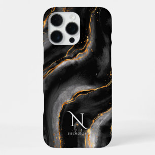 Dunkle Nacht Gold Glitter Marmor Anpassbar iPhone 16 Pro Max Hülle
