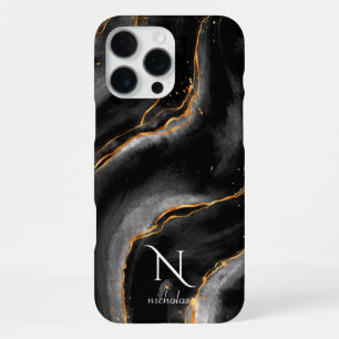Dunkle Nacht Gold Glitter Marmor Anpassbar iPhone 16 Pro Max Hülle
