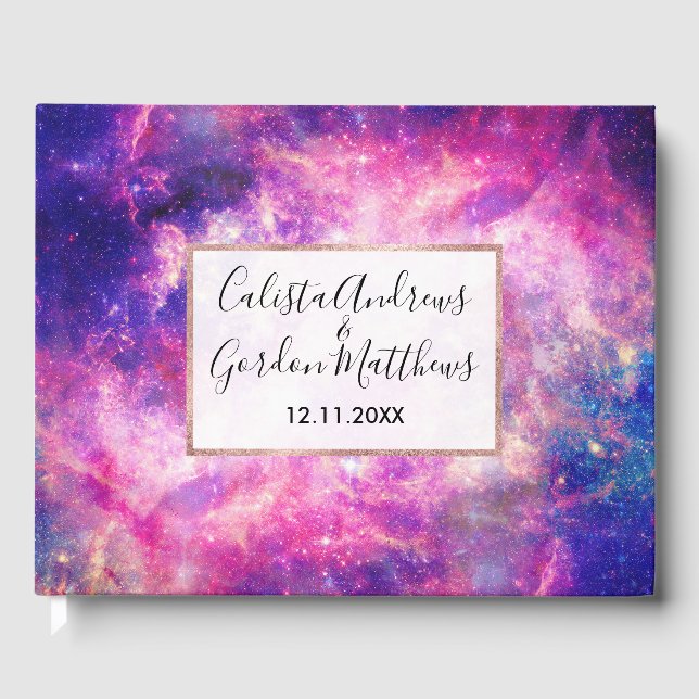 Dunkle Nacht Gradient Galaxy Glows Zodiac Starry S Gästebuch (Vorderseite)