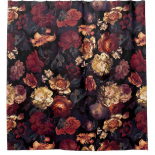 Dunkle Nachtromantik: Maximalismus Moody Florals Duschvorhang