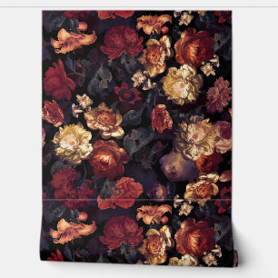 Dunkle Nachtromantik: Maximalismus Moody Florals Tapete