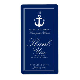 Dunkle Nautical Monogram Wedding Wine Custom Label