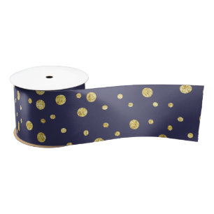 Dunkle Navy Blau Golden Chic Dots Muster Band Satinband