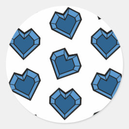 Dunkle Navy Blauer Edelstein Herz Lattice Muster Runder Aufkleber