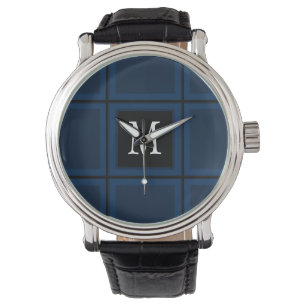 Dunkle Navy Blue Custom Single anfänglich gestreif Armbanduhr