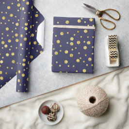 Dunkle Navy Blue Golden Chic Dots Wrapping Paper Geschenkpapier