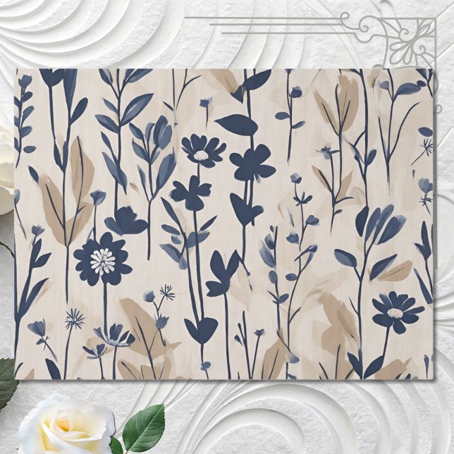 Dunkle Navy Blue Modern Groovy Daisy Blume Seidenpapier (Von Creator hochgeladen)