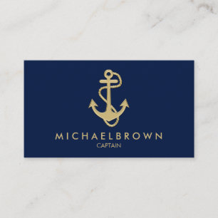 Dunkle Navy Blue Nautical Anchor Visitenkarte