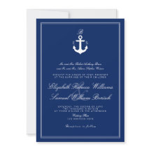 Dunkle Navy Blue Nautical Monogram Wedite Einladun