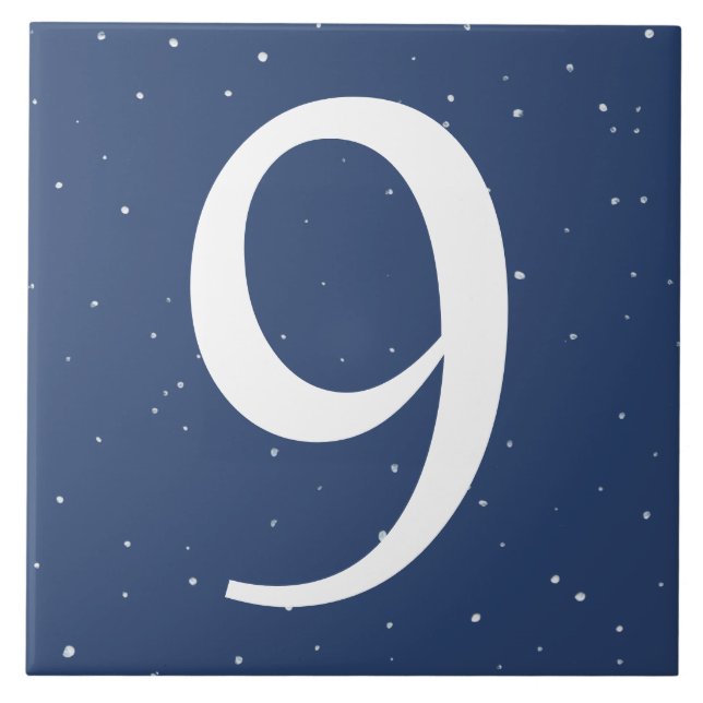 Dunkle Navy Blue Starry Night House Number 9 Nr. Fliese (Vorderseite)