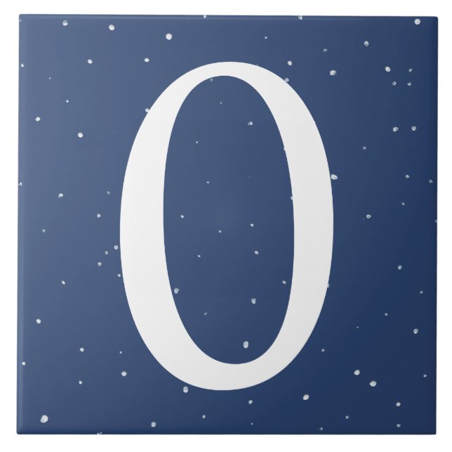 Dunkle Navy Blue Starry Night House Nummer 0 Null Fliese (Vorderseite)