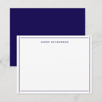 Dunkle Navy Blue White Border Name Flat Stationier