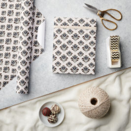 Dunkle Navy Blume & Botanischer Geburtstag | Feier Geschenkpapier