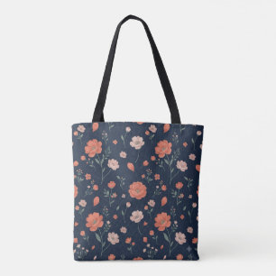 Dunkle Navy-Blumen-Tasche