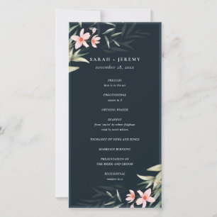 Dunkle Navy Blush Greenery Blumenzwiebelprogramm Dankeskarte