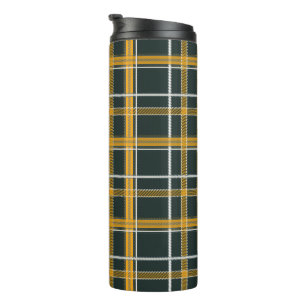 Dunkle Navy-Gold-Kariert-Ästhetik Thermosbecher