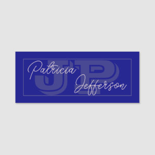 Dunkle Navy Mit Monogramm handgeschriebene Kalligr Namensschild