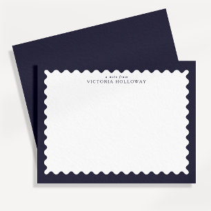 Dunkle Navy-Notizkarte mit Stempel-inspiriertem Ra Einladung