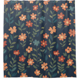 Dunkle Navy Simple Meadow Duschvorhang