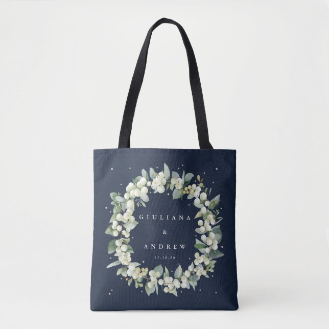 Dunkle Navy Snowberry+Eukalyptus Winter Wedding (Vorderseite)