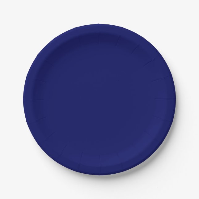Dunkle Navy Solid Color Pappteller (Vorderseite)