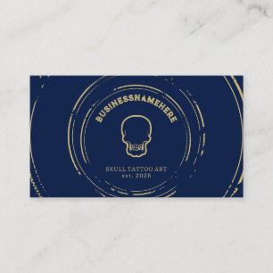 Dunkle Navy-Totenkopf-Tattoo-Piercing-Studio-QR-Co Visitenkarte