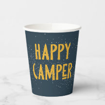 Dunkle Navy und Gelbe Happy Camper Cups