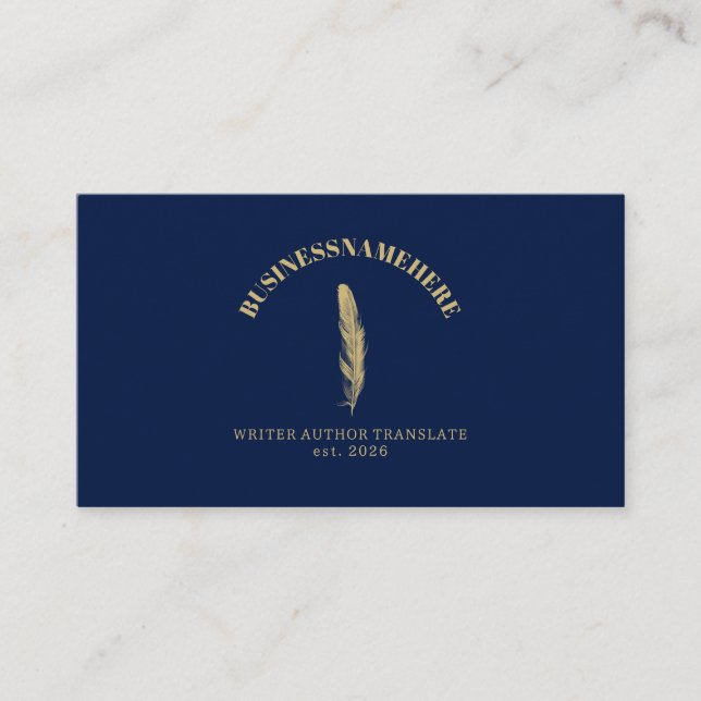 Dunkle Navy Writer Mobile Notar Gold QR-Code Visitenkarte (Vorderseite)