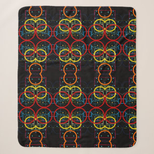 Dunkle neon-geometrische Blumen-Flanelldecke Sherpadecke