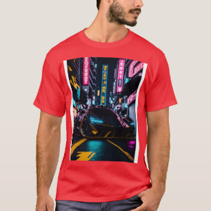 Dunkle Neon-Sportarten in japanischer Neon-Stadt T-Shirt