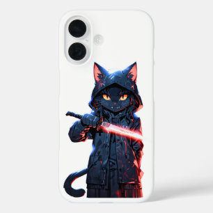 Dunkle Ninja-Katze   Anime-Attentäter-Kunst mit Ne iPhone 16 Hülle