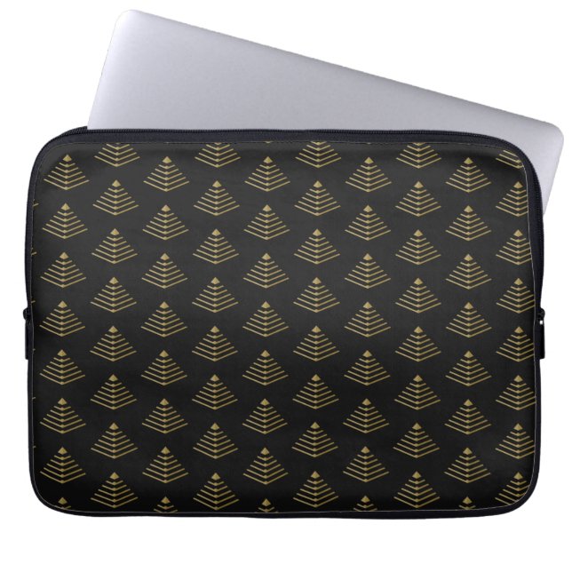 Dunkle Obsidian-Gold-Cyber-Pyramide-Neo-Deco-Rüstu Laptopschutzhülle (Vorderseite)