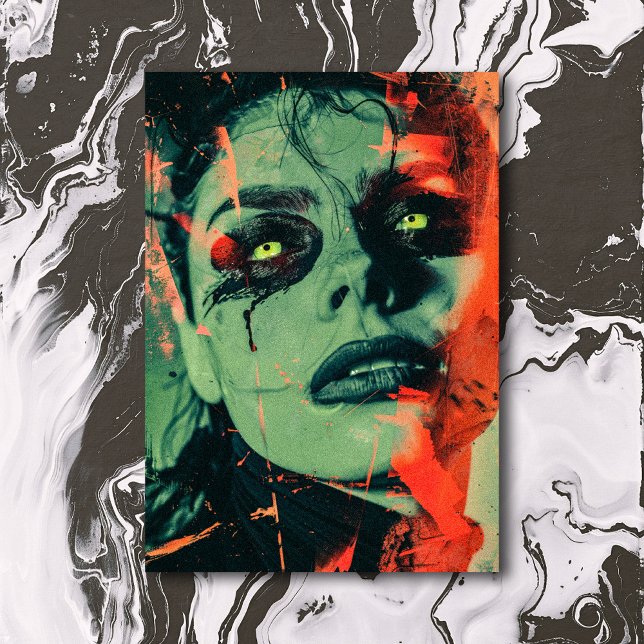 Dunkle okkultistische Teufel Frau mit grünen Augen Postkarte (Von Creator hochgeladen)