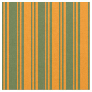 Dunkle Olive Green & Dark Orange farbige Linien Stoff