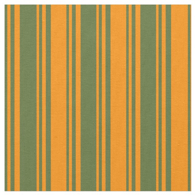 Dunkle Olive Green & Dark Orange farbige Linien Stoff (Nahaufnahme)
