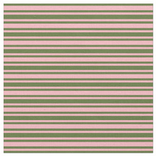 Dunkle Olive Green & Light Pink farbene Linien Stoff