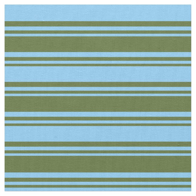 Dunkle Olive Green & Light Sky Blaue Streifen Stoff (Nahaufnahme)
