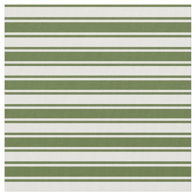 Dunkle Olive Green & Minze Creme Streifen Stoff (Nahaufnahme)
