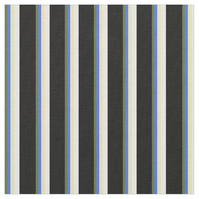 Dunkle Olive Green, Royal Blue, Tan, White & Black Stoff (Nahaufnahme)