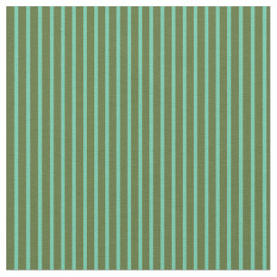 Dunkle Olive Green und Aquamarine Lines Muster Stoff