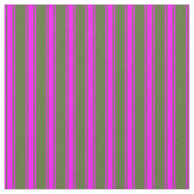 Dunkle Olive Green und Fuchsia Streifen Muster Stoff (Nahaufnahme)