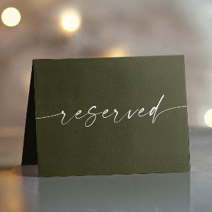 Dunkle Olivgrüne Hochzeit Schriftzug Reserviert
