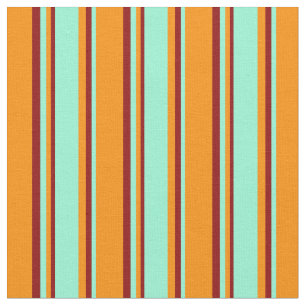 Dunkle Orange-, Aquamarine- und Dunkle rote Linien Stoff