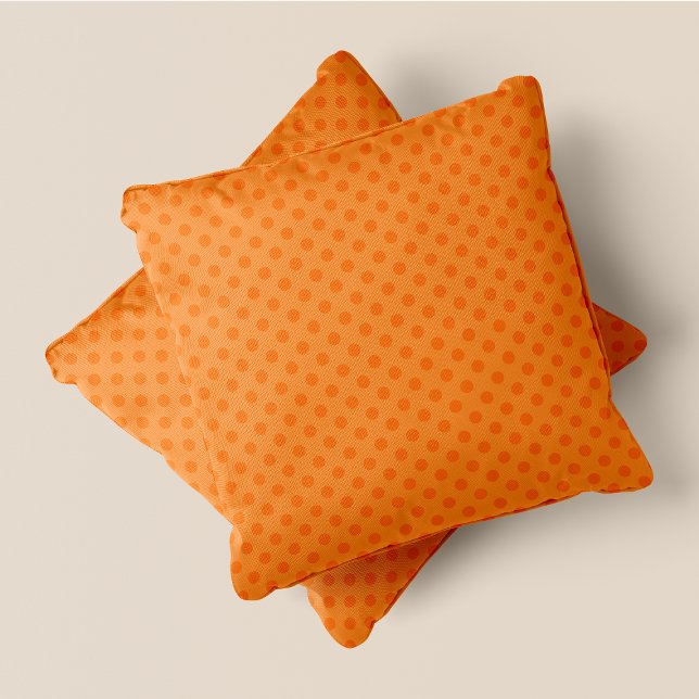 Dunkle Orange auf leichten, orangefarbenen Retro-C Kissen (Dark Orange On Light Orange Retro Chic Polka Dots Throw Pillow)