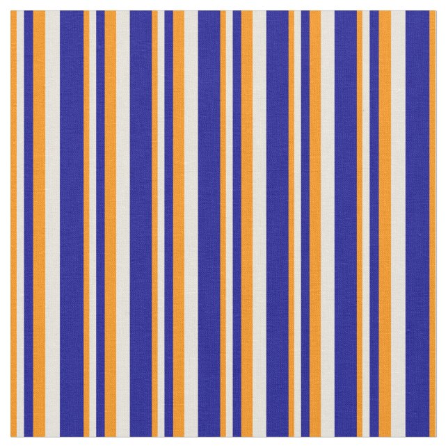 Dunkle Orange-, Beige- und Dunkelblaulinien Stoff (Nahaufnahme)