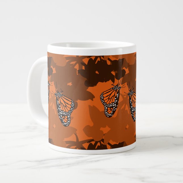 Dunkle Orange Fütternd Monarchschmetterlingspair Jumbo-Tasse (Vorderseite Links)