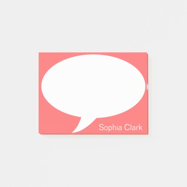 Dunkle Orange-Talk-Blase gerundet Personalisiert Post-it Klebezettel (Vorderseite)