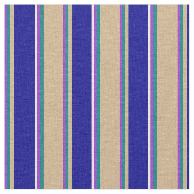 Dunkle Orchidee, Aquamarin, Tan, Dunkelblau und We Stoff (Nahaufnahme)